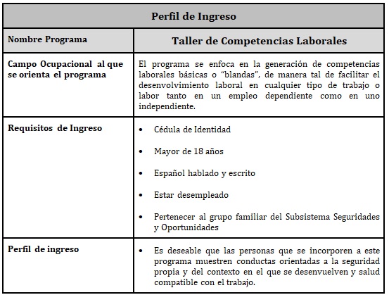 Perfil Taller de Competencias Laborales - PROFOCAP