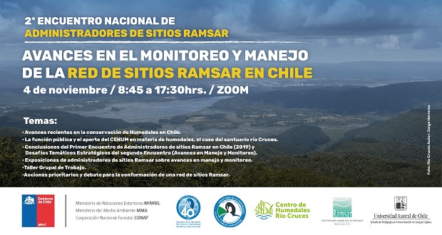 Realizarán segundo encuentro nacional de administradores de sitios Ramsar de Chile